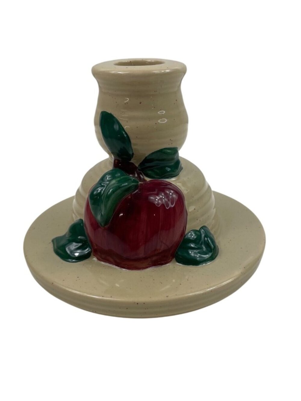 Apple-Themed Ceramic Vintage Candle Holder Taper Candles Rustic Farmhouse Decor